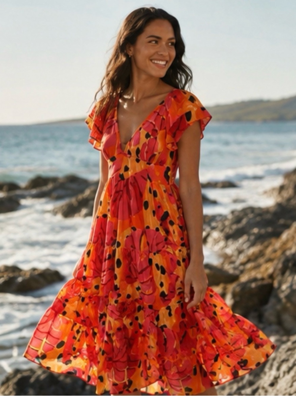 Farm Rio Vibrant Floral Midi Dress